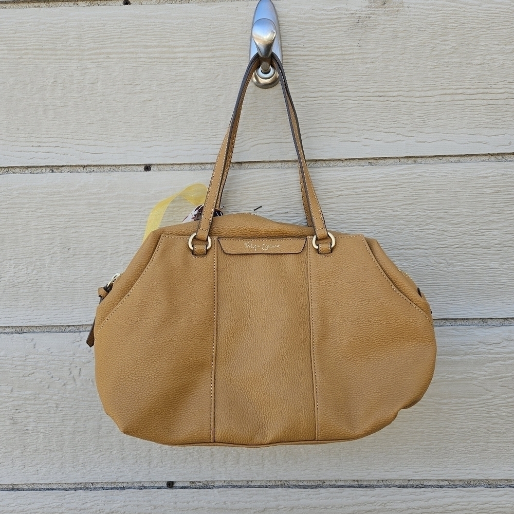 Foley + Corinna mustard yellow faux leather satchel bag